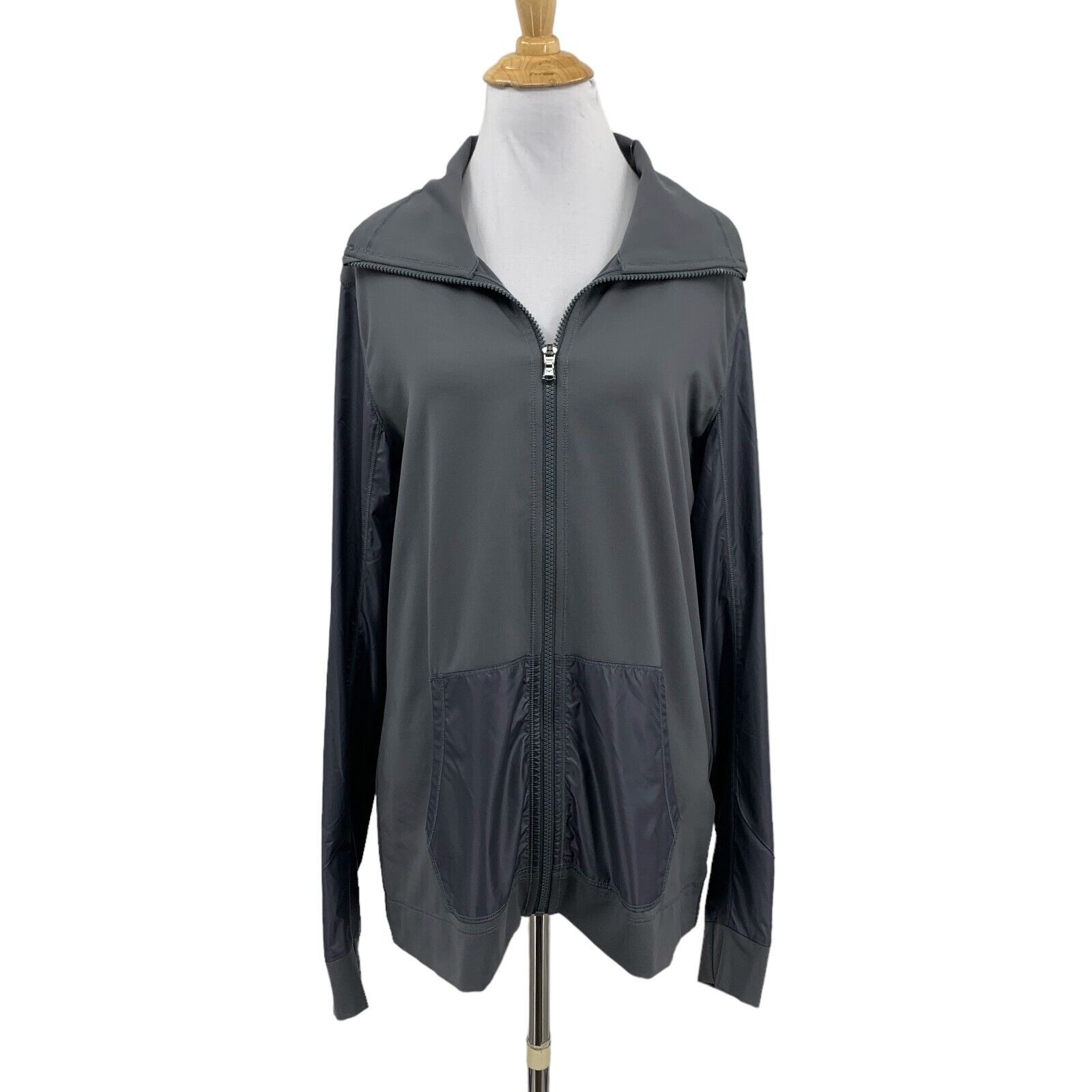 Under Armour Jacket Womens L Large Grey Lux Track Full Zip Fitted Activewear